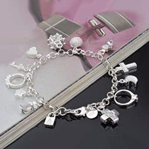 Sterling Silver 14pc Charm Bracelet